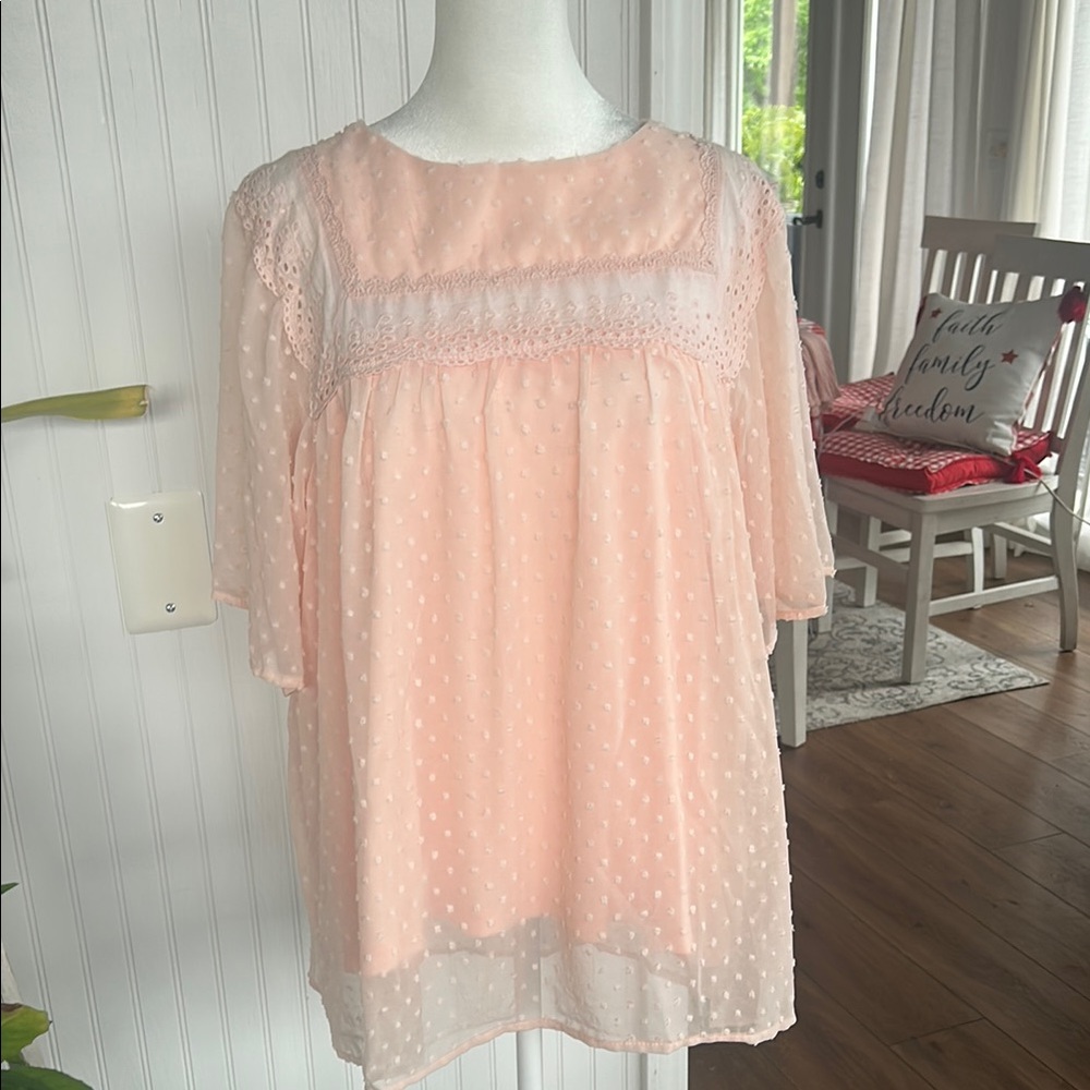 Elegant Peach Lace Women's Top